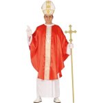 Dguisement pape homme - religion - tunique blanche cape rouge chapeau blanc et dor - polyester