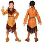 D�guisement petite indienne fille - indien - robe marron avec franges et ceinture