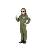 D�guisement - pilote de combat - enfant - vert - combinaison avec ceinture