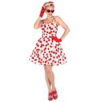 Dguisement pin - up chic femme - blanc - robe avec cerises imprimes et jupon - pour soire dguise ...
