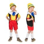 D�guisement pinocchio enfant 3 / 4 ans - no name - jaune - culotte courte � bretelles - collerette - ...