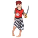 D�guisement pirate fille - marque - 173893 - tunique jupe coiffe - multicolore / noir