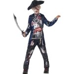 Dguisement pirate jolly rotten deluxe pour enfant - smiffys - haut et pantalon imprims - blanc bleu ...
