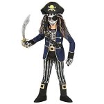 Dguisement de pirate squelette pour enfant - widmann - modle avec manteau ceinture et accessoires