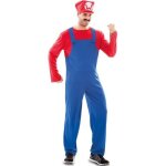 Dguisement plombier rouge - mario - adulte - chemise combinaison casquette