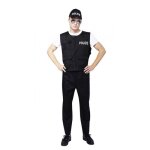 Dguisement de police adulte - ptit clown - noir - gilet et casquette - pour femme - intrieur