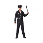 Dguisement policier ac - dco - homme xs / s noir en polyester avec haut pantalon ceinture et casquette ...
