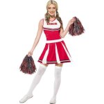 D�guisement pompom girl smiffys - robe rouge et blanche avec pompons - adulte mixte