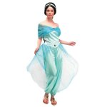 Dguisement princesse orientale femme - bleu - satin et voile - l / xl