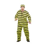 Dguisement de prisonnier jaune & noir adulte ptitclown - pantalon tunique et chapeau - mixte