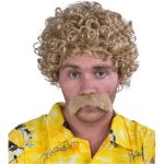 Dguisement - ptit clown - perruque et moustache courte frise homme lucien - couleur marron - style ...