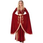 Dguisement reine mdivale rouge et or femme