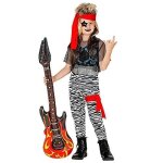 D�guisement rockstar pour enfant - widmann - mod�le 08289 - d�bardeur en r�sille - noir - fille