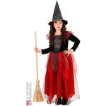 Dguisement de sorcire enfant noir - widmann - robe  manches longues avec paillettes et tulle rouge ...
