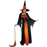 Dguisement de sorcire orange femme - ptit clown - robe en polyester - halloween - adulte