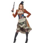 Dguisement steampunk cowgirl - robe dentelle femme m - marron chocolat