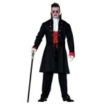 Dguisement vampire homme - no name - chemise rouge - veste noire - jabot blanc
