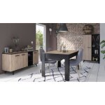 Demeyere ensemble séjour enfilade + table haute + vitrine - décor chêne brossé - wayne Demeyere ensemble séjour enfilade + table haute + vitrine - décor chêne brossé - wayne