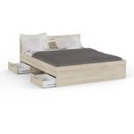 Demeyere lit adulte michigan - 160 x 200 cm - mulitiples rangements - ch�ne bross�