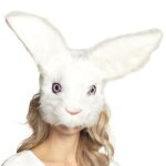 Demi - masque lapin blanc peluche adulte