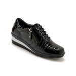 Derbies en cuir noir  dtails mtalliss pour femme - marque inconnue - talon 4cm - largeur confort