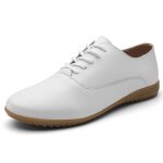 Derbies femme - marque - cuir souple - blanc - mode  lacets
