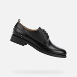 Derbies femme geox d brogue s - noir - cuir souple - clous argents