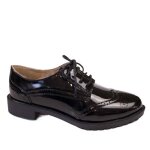 Derbies femme noires vernies - marque - modle - semelle intrieure cuir - talon carr motifs