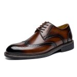 Derbies homme en cuir vernis marron - lacets business oxford