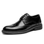 Derbies homme en cuir vernis noir - lacets business oxford