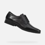 Derbies homme geox u calgary - cuir lisse noir - confortables et respirantes