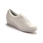 Derbies � semelle compens�e - marque - blanc - cuir pleine fleur - talon 5 cm