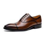Derby chaussure homme cuir lacets mariage dressing oxford business cuir vernis brogue vintage - marron ...