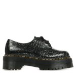Derby dr martens 1461 quad croc - femme - gris - cuir - lacets