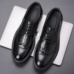 Derby homme en cuir sculpt aration doux confortable avec lacet noir