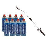 Desherbeur thermique piezo chalumeau gaz + 8 recharges gaz kemper