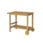 Desserte ext�rieure bois de sapin + roues et poign�e l95cm