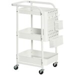 Chariot de service homcom acier 51. 5x32x75. 6cm blanc