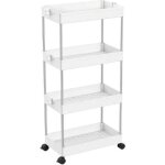 Desserte chariot de rangement  roulettes large - 4 tagres - blanc - linxor