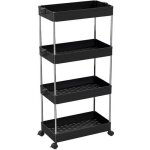 Desserte chariot de rangement  roulettes large - 4 tagres - noir - linxor
