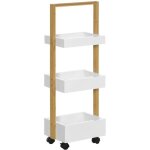 Chariot de rangement homcom bois 28x18x75cm blanc