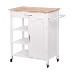 Desserte de cuisine 1 porte 1 tiroir 3 en h�v�a - blanc laqu� - l 74 x p 47 x h 91 cm - enzo