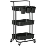 Homcom - chariot de service - abs - 42x38x86. 5cm - noir