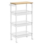 Desserte de cuisine 4 niveaux tagre de cuisine fin avec roulettes 22 x 455 x 77 cm beige chne et blanc ...