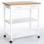 Desserte de cuisine - paris prix - blanc - 78x48x87cm - 2 tiroirs - 4 roulettes