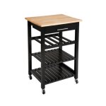 Desserte de cuisine - paris prix - claude - 1 tiroir - noir - mdf et hevea - 87 cm