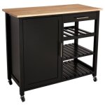 Desserte de cuisine - paris prix - claude - 100 cm - noir - mdf et bois (hevea)