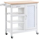 Desserte � roulettes - homcom - chariot de service cuisine contemporain porte tiroir 3 �tag�res - bois ...