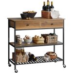 Sobuy desserte de cuisine industrielle sur roulettes avec 2 tiroirs et 2 �tag�res grand rangement mobile ...