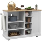 Homcom - desserte �lot de cuisine - mdf - 129x51x93cm - blanc